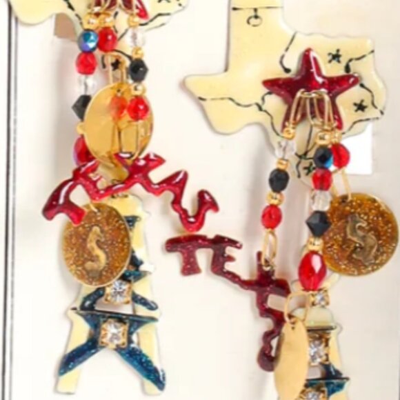 Lunch at the Ritz - Texas Tea Lonestar Earrings - Vintage - Picture 7 of 13